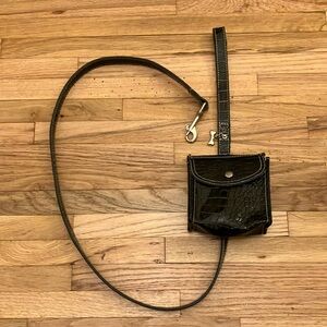 Black Crocodile Pattern Dog Leash w Purse